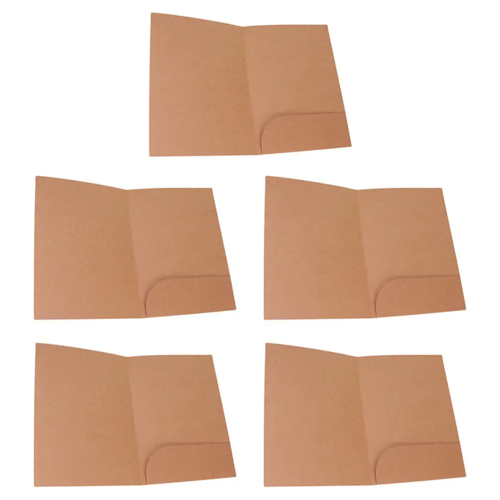 

5Pcs Single Pocket Kraft Paper File Folder Document Organizer Office School Meeting Room Multi-Use Paper Storage Supply