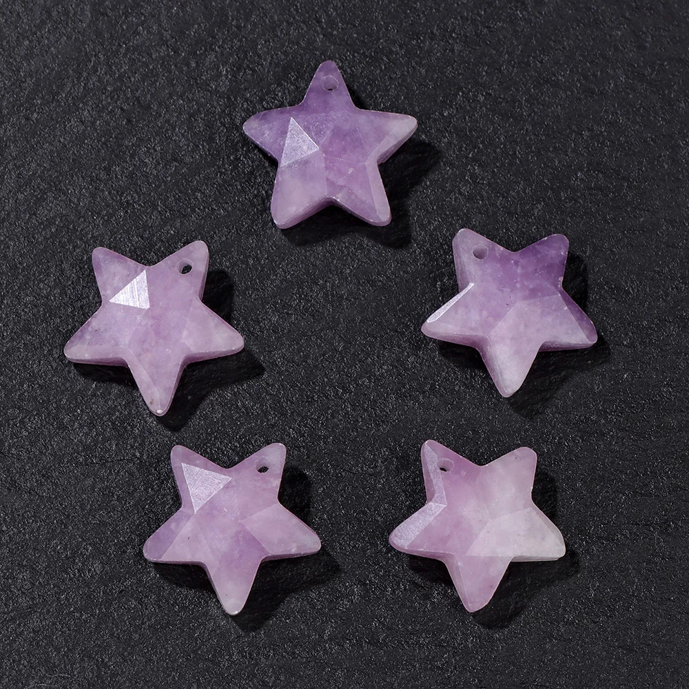 14mm Natural Stone Star Pendant Five-pointed Star Labradorite Amazonite Amethysts Beads Charm for Jewelry Making Accessries