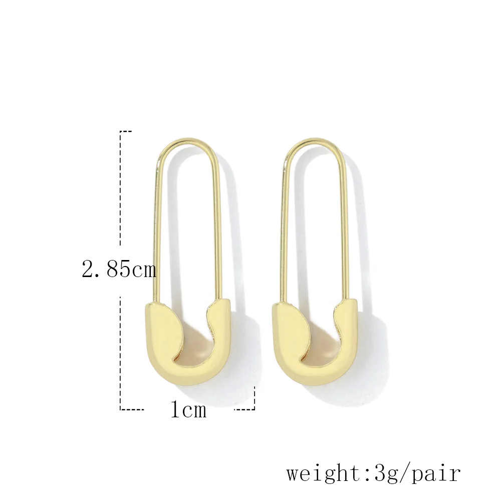 1 Pair Trendy 2024 Women Simplicity Safety Pin Earrings Personality Temperament Cartilage Ear Dangler