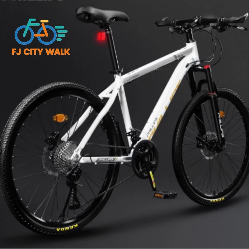 FJ Aluminum Alloy Mountain Bike Student Variable Speed Shock-absorbing Soft Tail Bike Adult Men Womens Oil Disc Sport Road Bikes