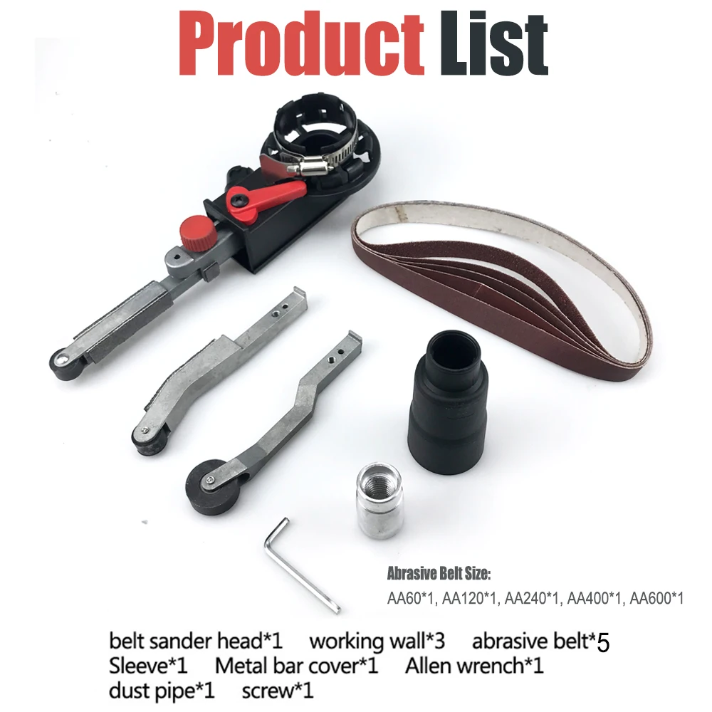 M10/M14 Angle Grinder Conversion Belt Sander Adapter and Abrasive Belt for 100/125mm Electric Angle Grinder Accessories