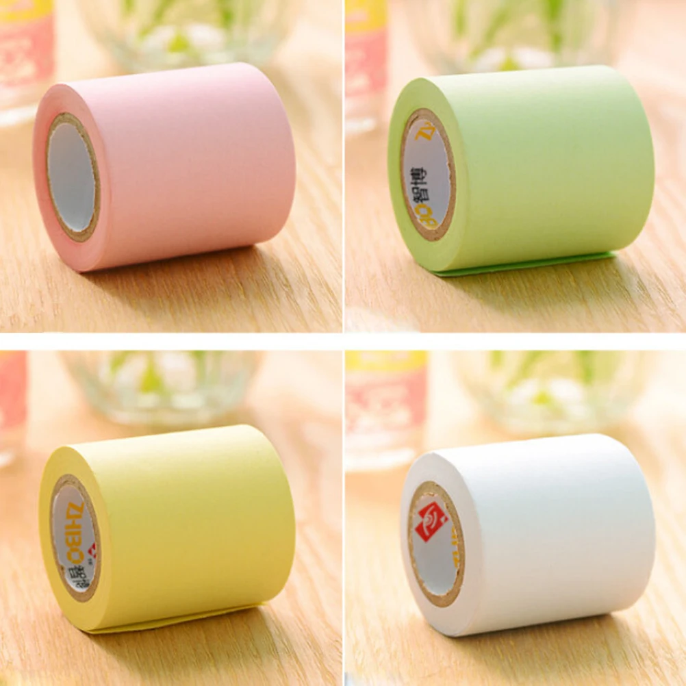 

4pcs Sticky Notepads Memo Pad Self Stick Notes Scroll Tape Dispenser Reusable Home Office School Paper