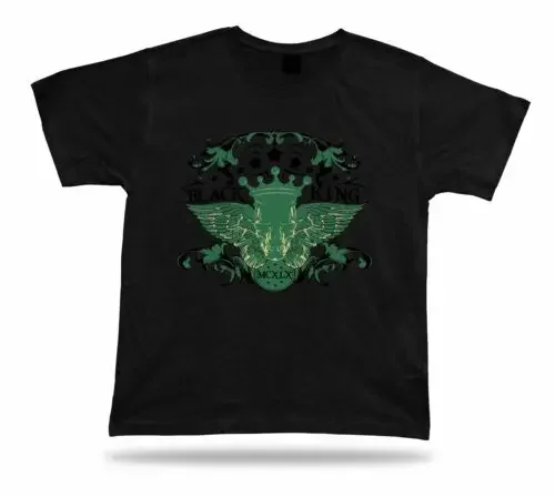 

Tshirt Tee Shirt Birthday Gift Idea Black King Skull Crown Wings Emblam Stars