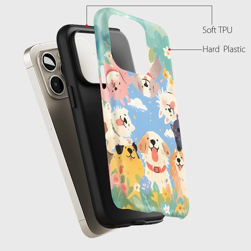 Cartoon Dog Magnetic Phone Case For Oppo Find X8 X8s X9s X6 X7 Pro Ultra INS Cute 2 in 1 Film Shell Bumper Cover