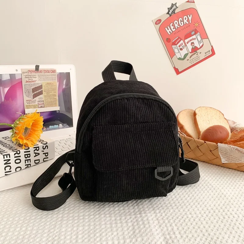 Moda kobiety Mini plecak sztruks w jednolitym kolorze małe plecaki proste dorywczo Student Bookbags plecaki podróżne 2023