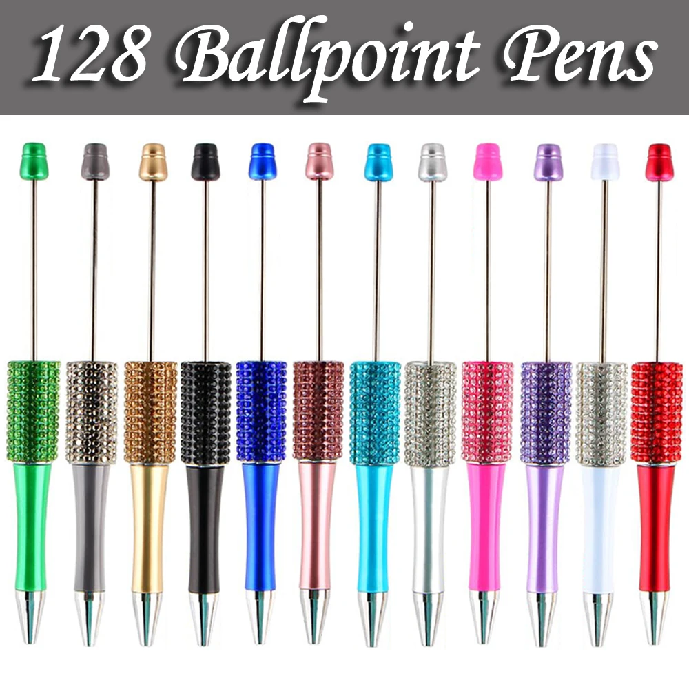 

128pcs Diamond Pens DIY Handmade Beaded Ballpoint Pens Luxury Beadable Pens Student Gift Pen School Office Supplies
