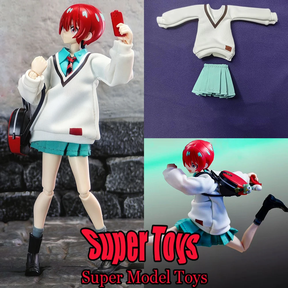 

In Stock 1/12 Scale Female Soldier Clothes Set Amate Yuzuriha White Hoodie Short Skirt Fit 6-inches SHF Action Fgure Model Doll