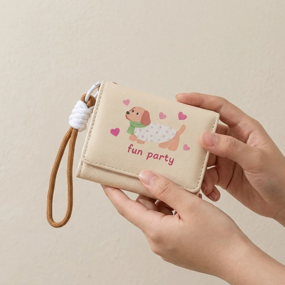 Coin Pouch PU Dachshund Dog Wallet PU Leather Cartoon Leather Card Holder Small Item Bag Multiple Card Short Purse Women