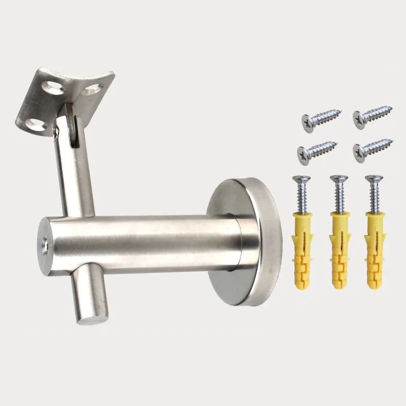 2pcs Rotatable Curved Panel Stainless Steel Handrail Bracket Wall Support round Staircase Accessories Solid Stent Support