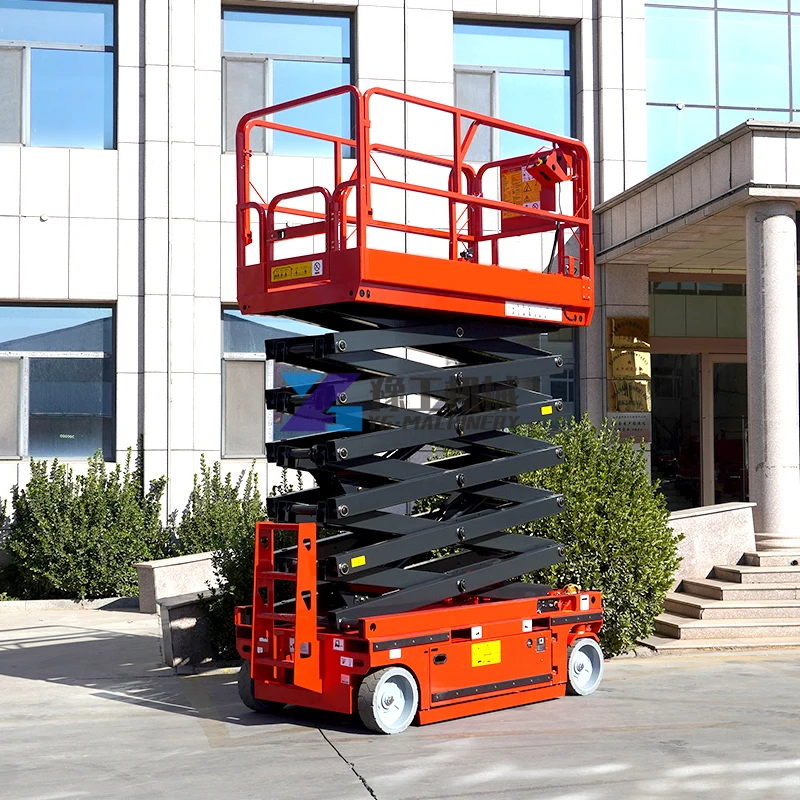 10 M 12 M Solid Tyre Four Wheels Self Propelled Automatic Operation Scissors Lift Platform