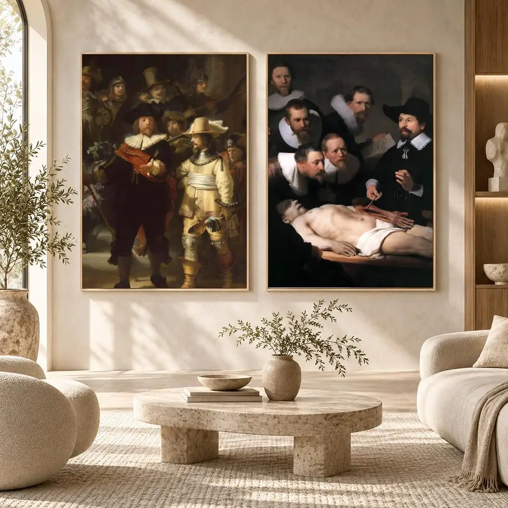 Rembrandt van Rijn emotional Poster Self-adhesive Decal Living Room Bedroom Party Bar Decor Moisture-proof Fade-resistant