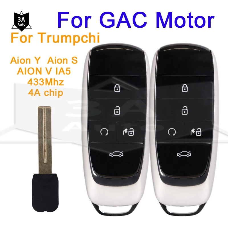 Car Smart Remote Key 433MHZ for GAC Motor Keyless Go for Trumpchi Aion Y Aion S AION V IA5 Intelligent Auto Key 4A Chip