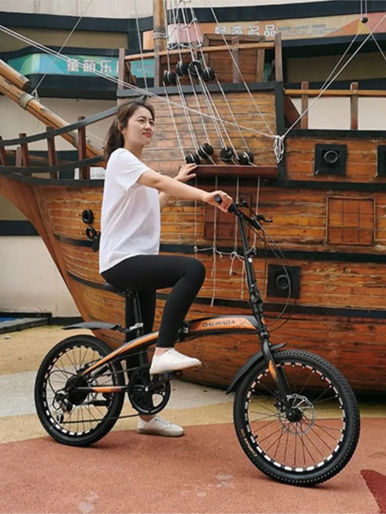 AliExpress TLXT Cross Life Folding Bicycle 20 Inch Shock Absorption Portable Ultra-light Disc Brake Speed Change Men And Women Adult Road Bike