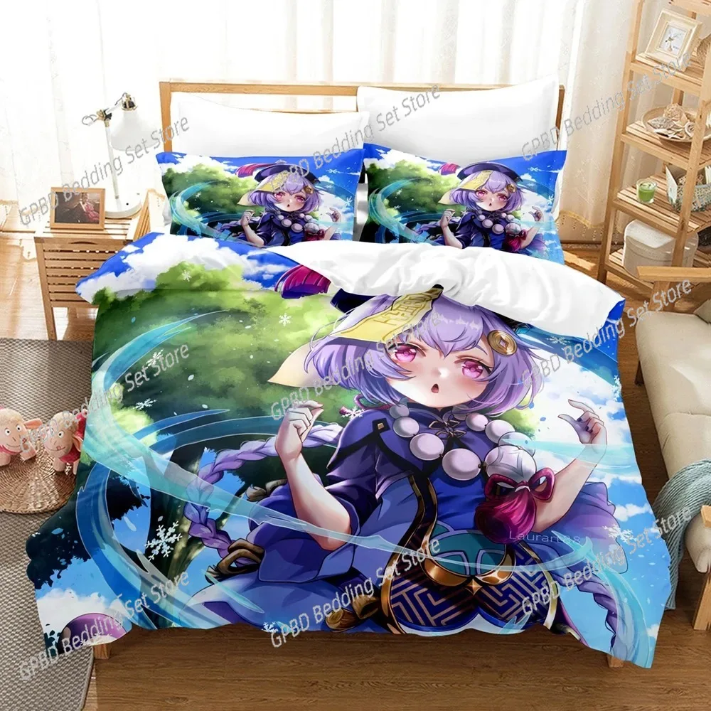 

Anime Genshin Impact Game Bedding Set,Duvet Cover Comforter Bed Set Quilt Cover Pillowcase,King Queen Twin Size Boys Girls Adult