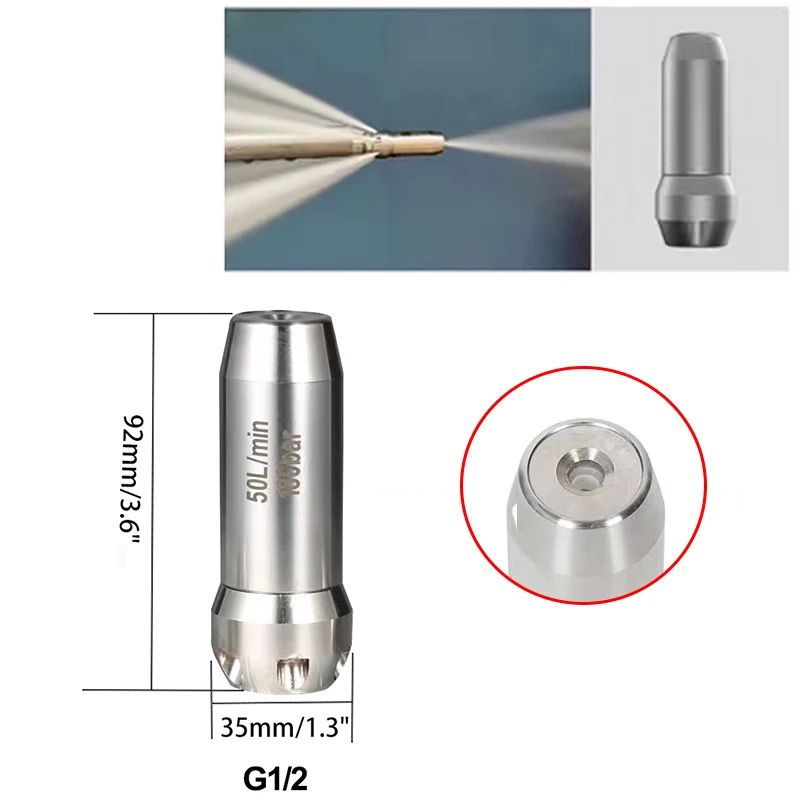 Turbo Head And Rotor Nozzle Driver Drain Cleaning & Root Cutting High Pressure Nozzle 1/2 Inch Inlet For Dredg Pipeline 40-86L