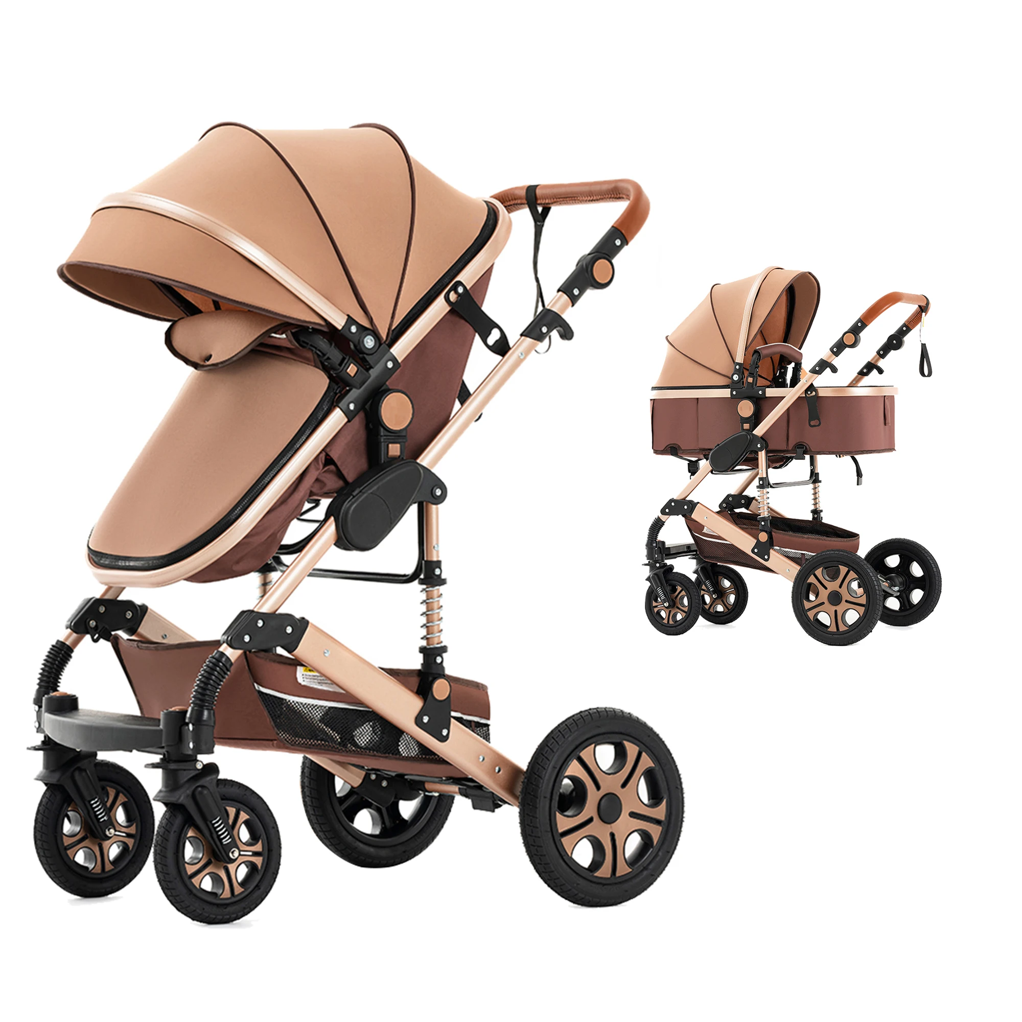 Baby Stroller 2 in 1 Bassinet Stroller Pushchair Foldable Reversible Seat Pram for Newborns to Toddlers Upto 55lbs