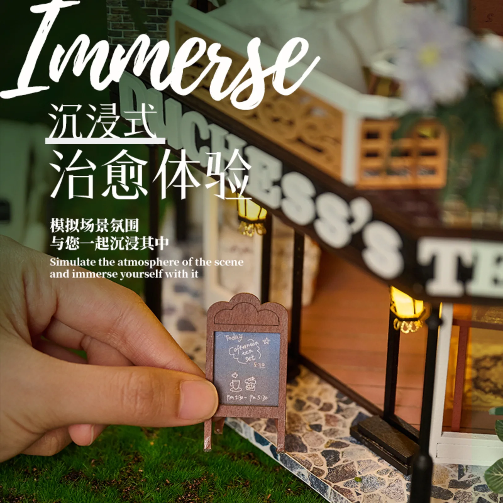 DIY 3D بيت الشاي لغز دوقة نموذج مع أضواء LED الإبداعية اليدوية الجمعية كيت هدية عيد ميلاد عيد الحب لها #4