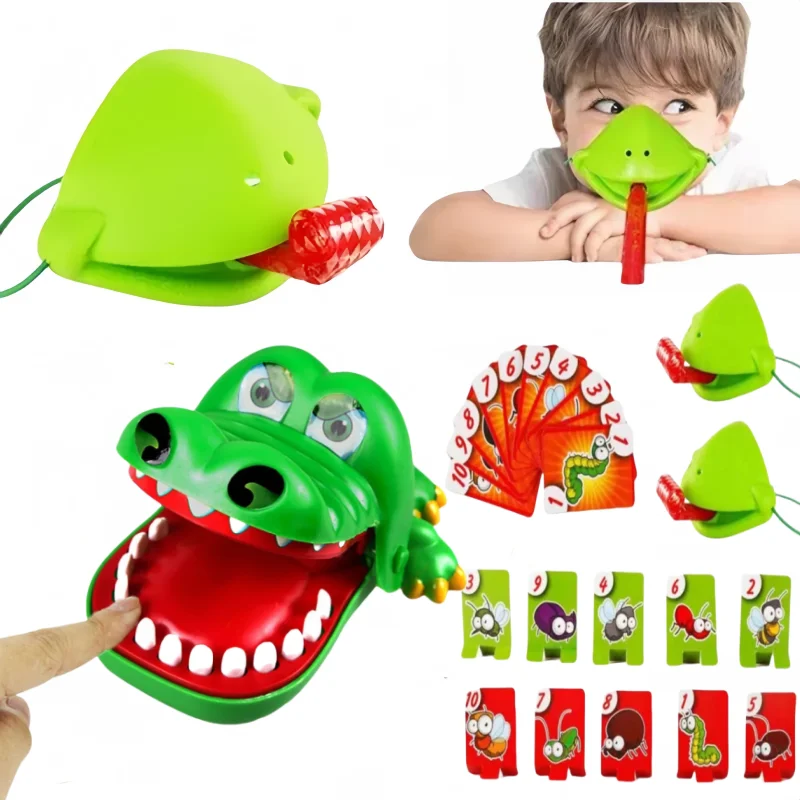 Fun Thriller Crocodile Teeth Bite Finger Toy Two-Player Lizards Mask Card Game Frog Tongue Sticking Out Parent-Child Toy Gift