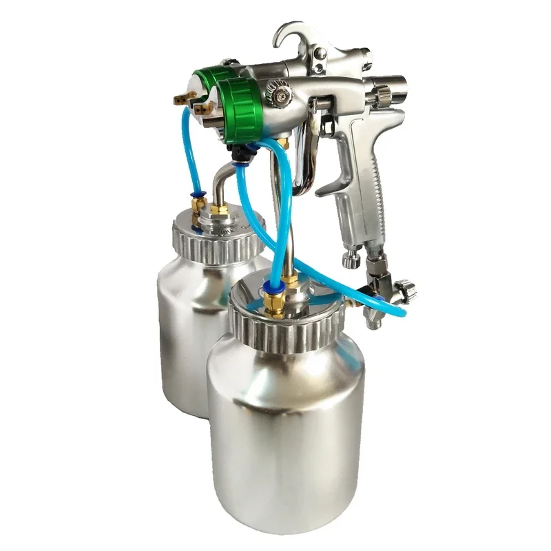 1.3mm caliber double-head spray gun two-component spray gun with 2 lower pots 1000 ml internal booster double-head spray gun