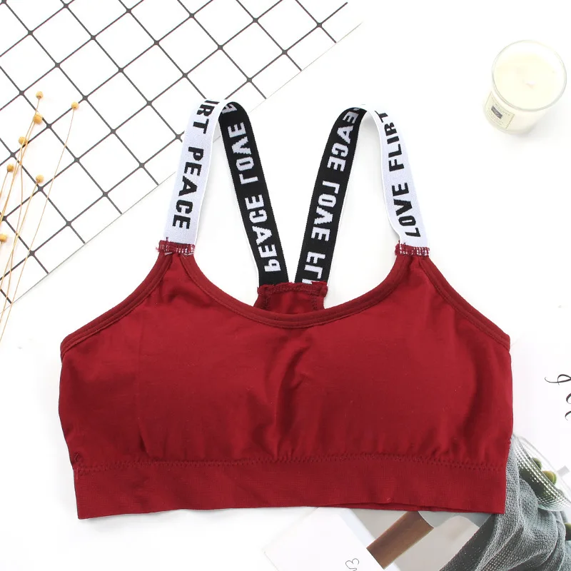 Letter Strap Women Sports Bra Elastic Fitness Underwear Sexy Seamless Crop Top Breathable Yoga Vest Push Up Athletic Brassiere