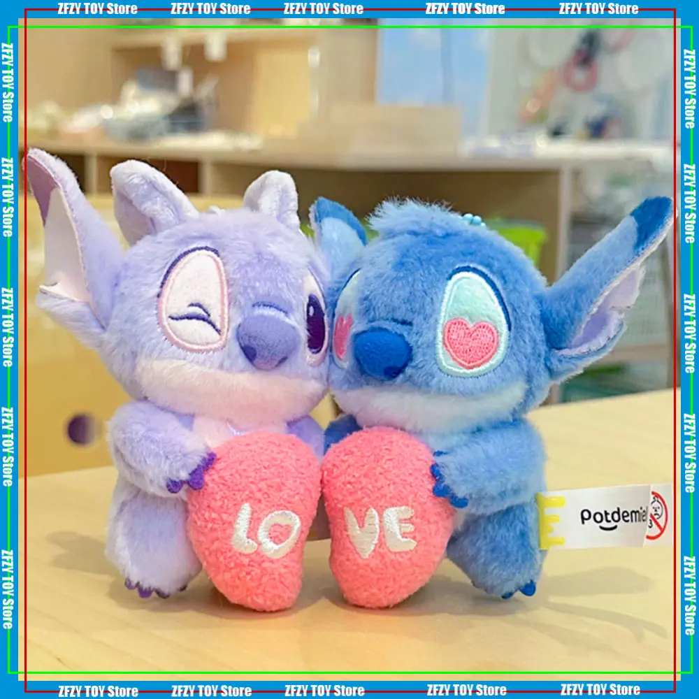 

2025 Stitch Angel Plush Doll Bag Pendant Anime Couple Stuffed Soft Doll Cute Decoration Kids Toy Christmas Day Birthday Gift