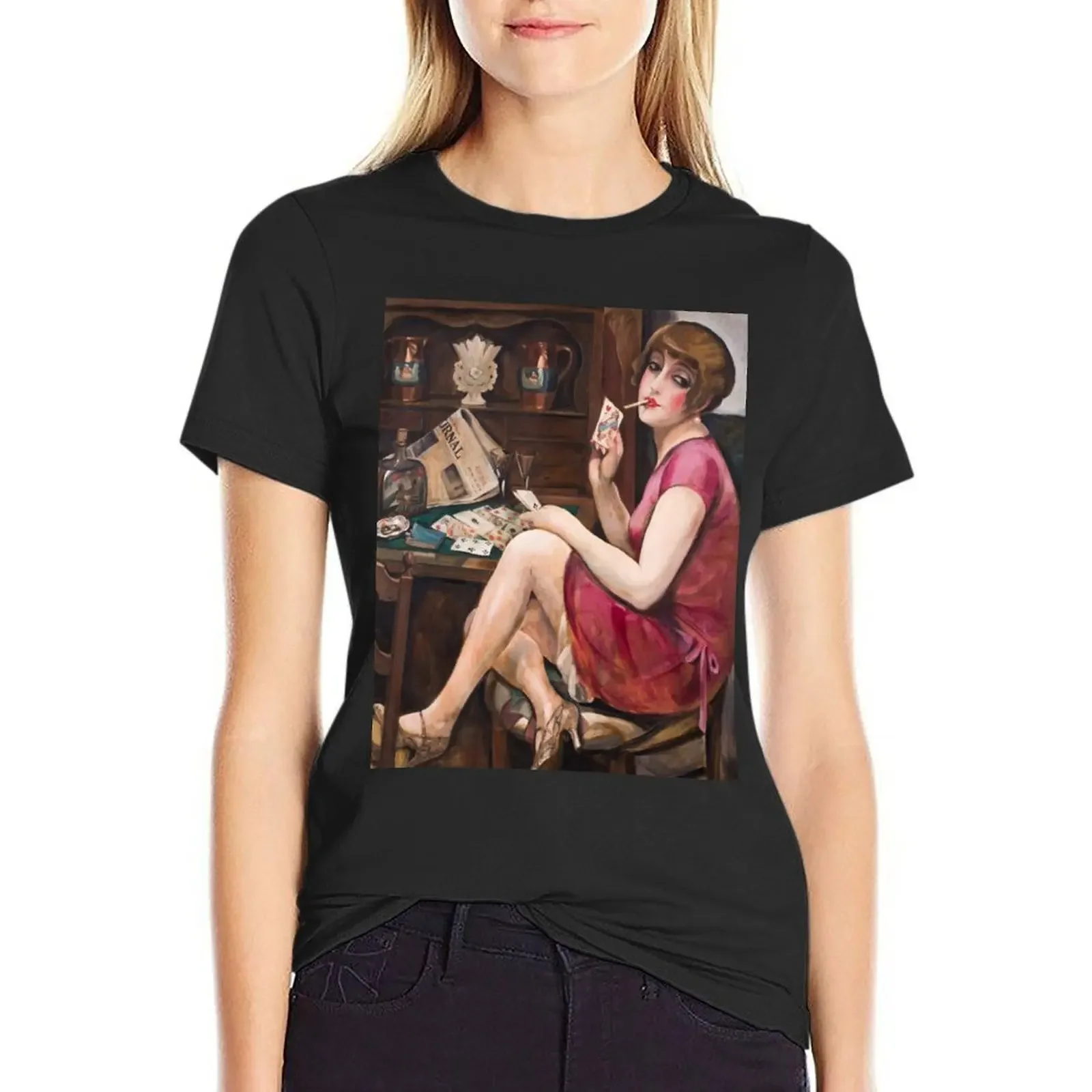 

Queen of Hearts Portrait of Lili by Gerda Wegener T-shirt aesthetic clothes oversized female t-shirt dress for Women long