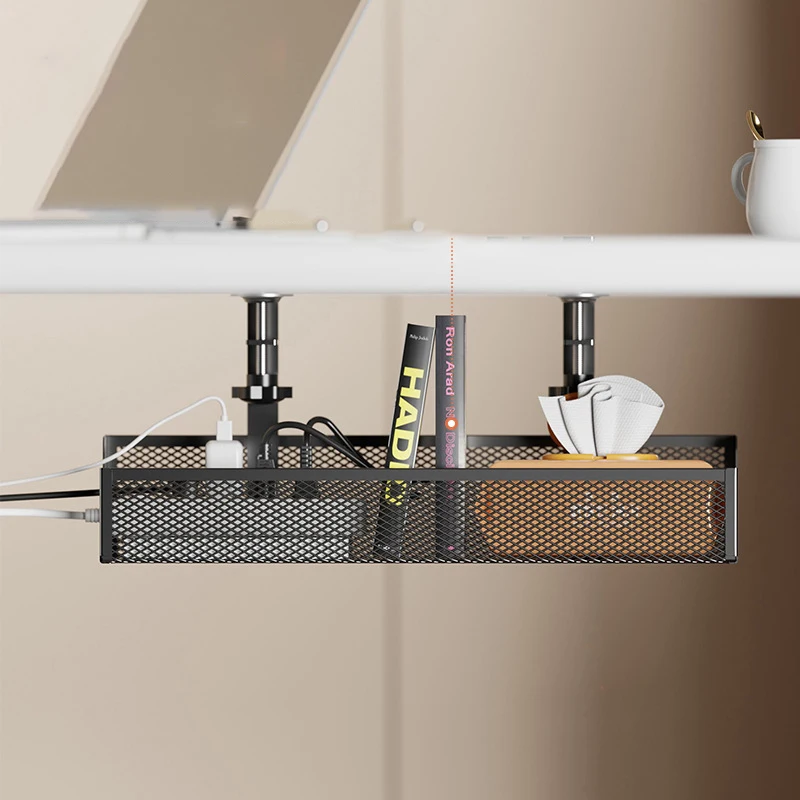 Wire Organizer Under Table Storage Rack Cable Management Tray for Power Strips Cable Storage Space Savers