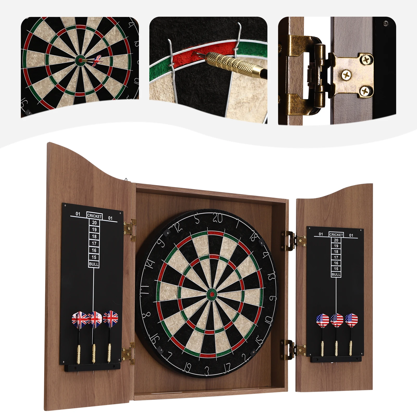 Wall-mounted Dart Boards Set for Adults Dart Game With 6pcs Darts Brown