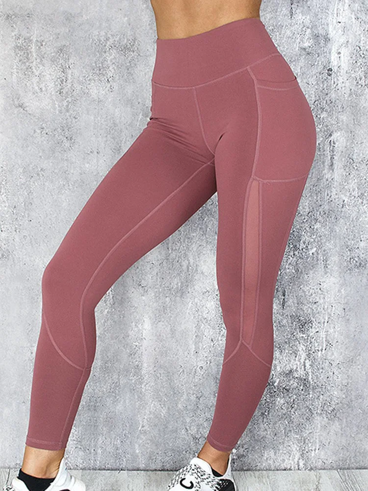 Calças de malha preta para mulheres, leggings de treino, bolso de ginástica, cintura alta, leggings push up, calças justas fitness, roupas esportivas, esportes