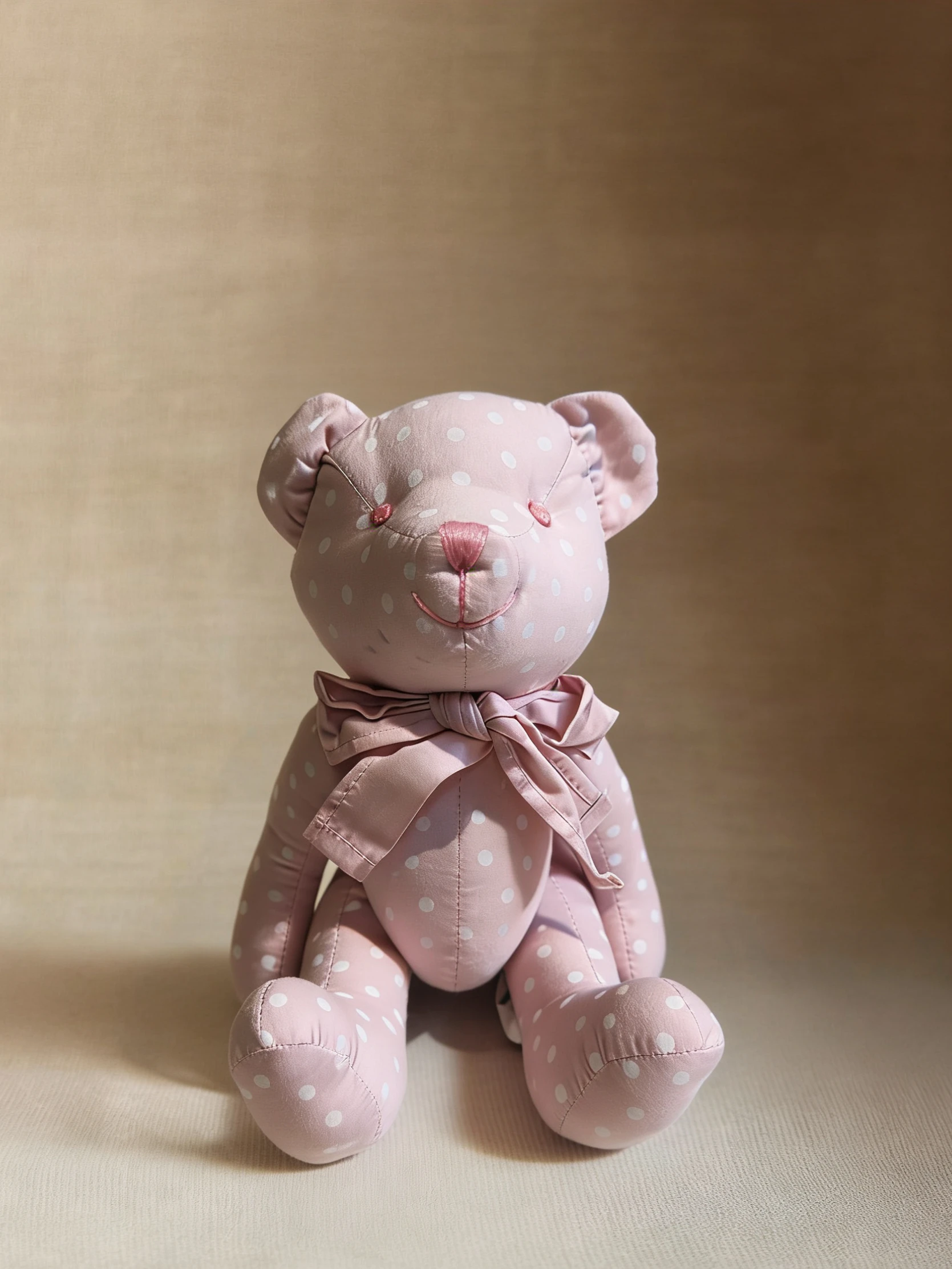 LACREME Oso de Peluche Rosa con Puntos y Lazo, Muñeco de Tela Adorable para Todas las Edades, Niños y Niñas, Juguetes de Peluche Suaves