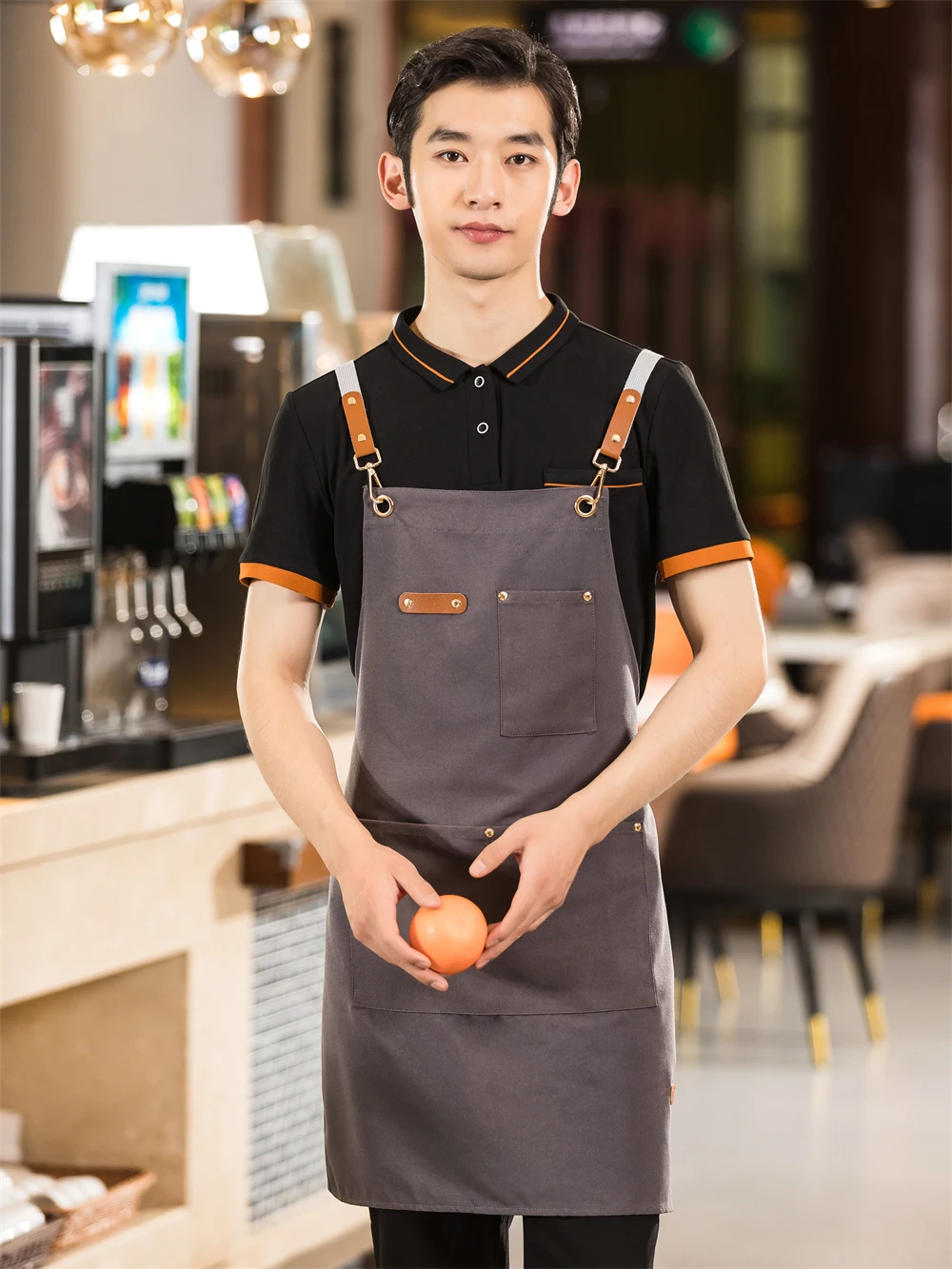 Fashion Waterproof Apron Canvas Adjustable Front Aprons Kitchen Cooking Baking Grill Bibs for Women Men Catering Waiter Uniform