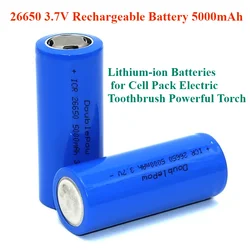 26650 3.7V Lithium-ion Batteries for Cell Pack Electric Toothbrush Powerful Torch Rechargeable Battery 5000mAh