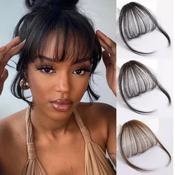 100% Human Hair Bangs Clip in Hair Extensions Clip On Bangs Wispy Bangs Wispy Bangs Fringe with Temples Hairpieces For Women