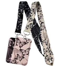 Black and White Butterfly Strap Lanyards for Keys Keychain Badge Holder ID Credit Card Pass Hang Rope Lariat Accessories Gifts
