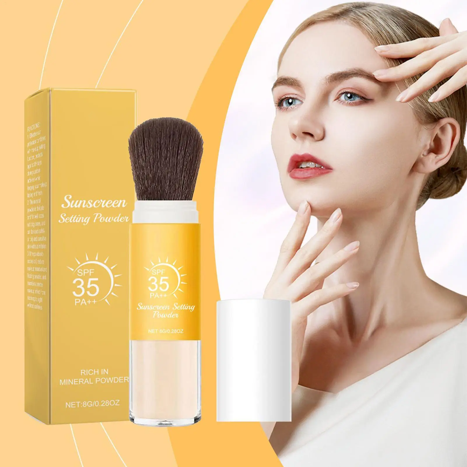 hot Loose Face Powder Sunscreen Spf50 Waterproof Oil Control Protection of the Skin Invisible Pores Setting Powder Makeup 8g