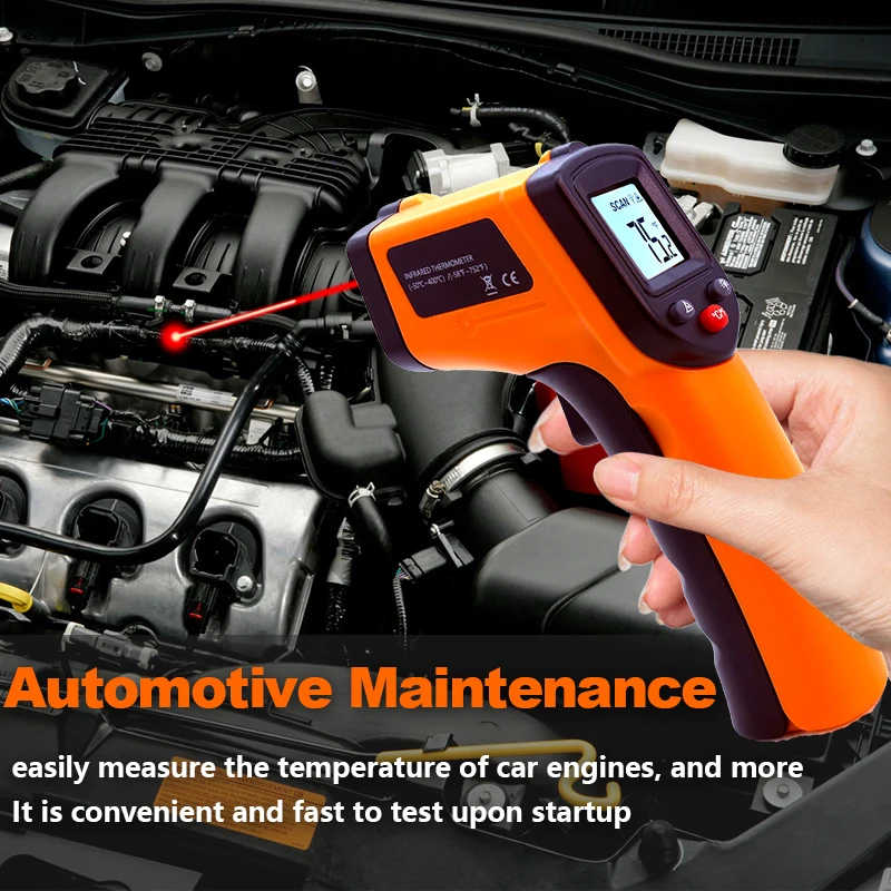 الليزر درجة الحرارة بندقية ميزان الحرارة بالأشعة تحت الحمراء الاستشعار يده عدم الاتصال IR LCD البيرومتر الصناعي الرقمية شواء ميزان الحرارة400 ° ج #4