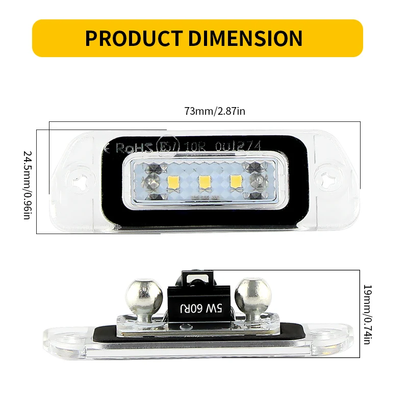 2X For Mercedes-Benz GL350 GL450 GL500 GL550 ML320 ML350 AMG X164 R-Class  W251 W163 Number License Plate Light OEM#: 2518200166