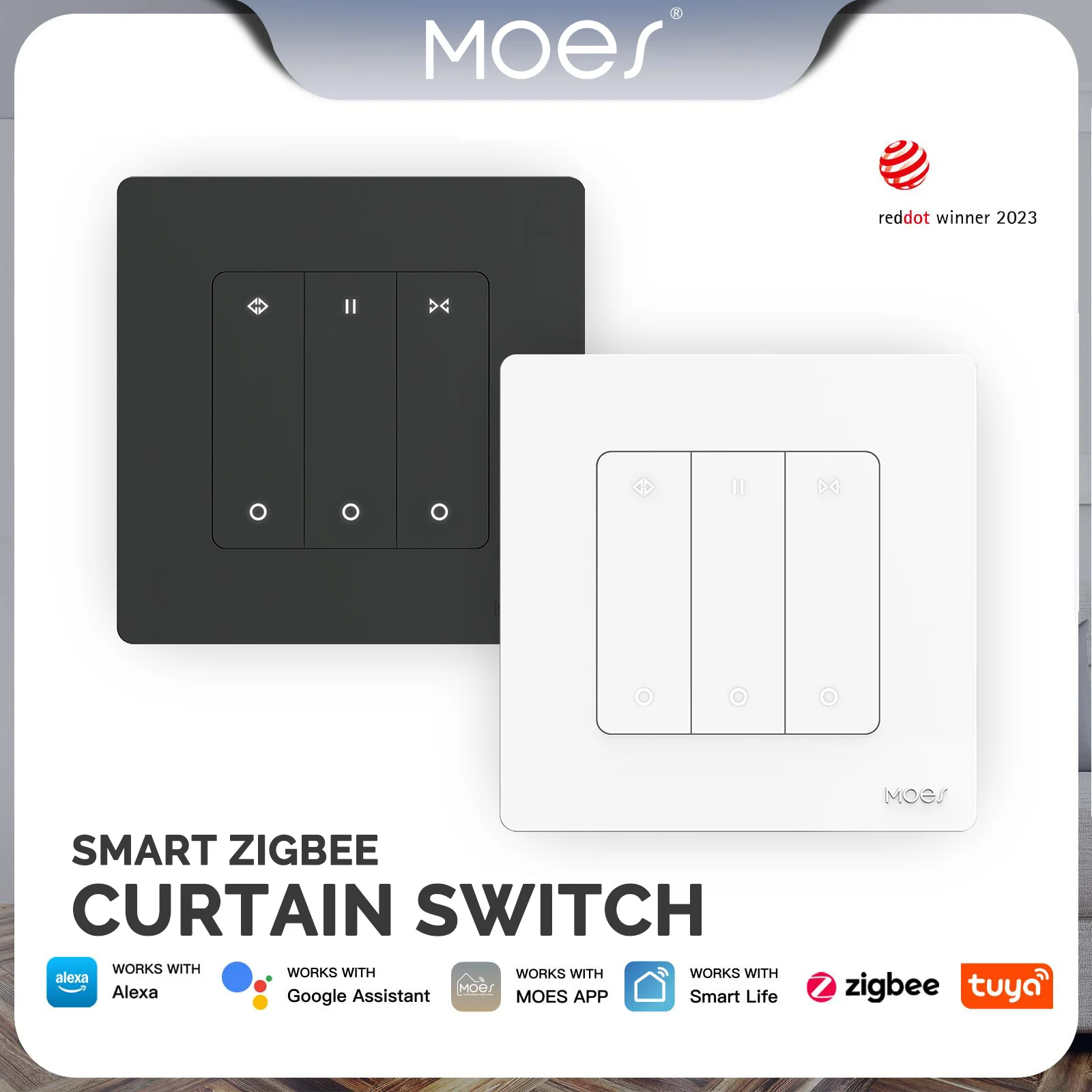 

MOES TUYA Smart ZigBee StarRing Curtain Switch For Roller Shutter Electric Curtains Blind Motor Remote Control Alexa/Google Home