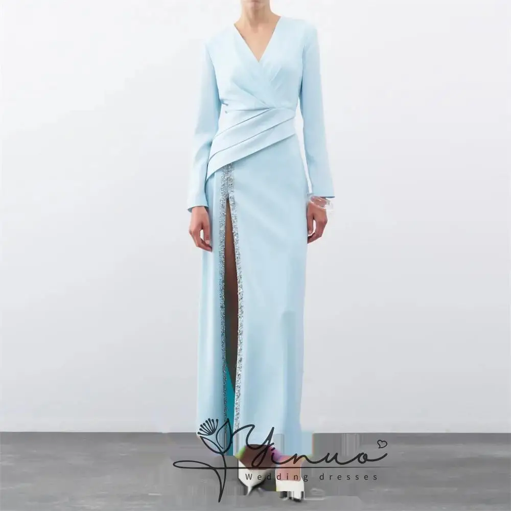 

Customized Elegant Party dresses Woman V Neck Long Evening Prom Dresses for Special Occasions Formal Gowns For Dubai