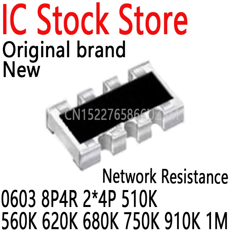 100PCS SMD Exclusion Network Resistor Array 0603 8P4R 2*4P 510K  560K 620K 680K 750K 910K 1M