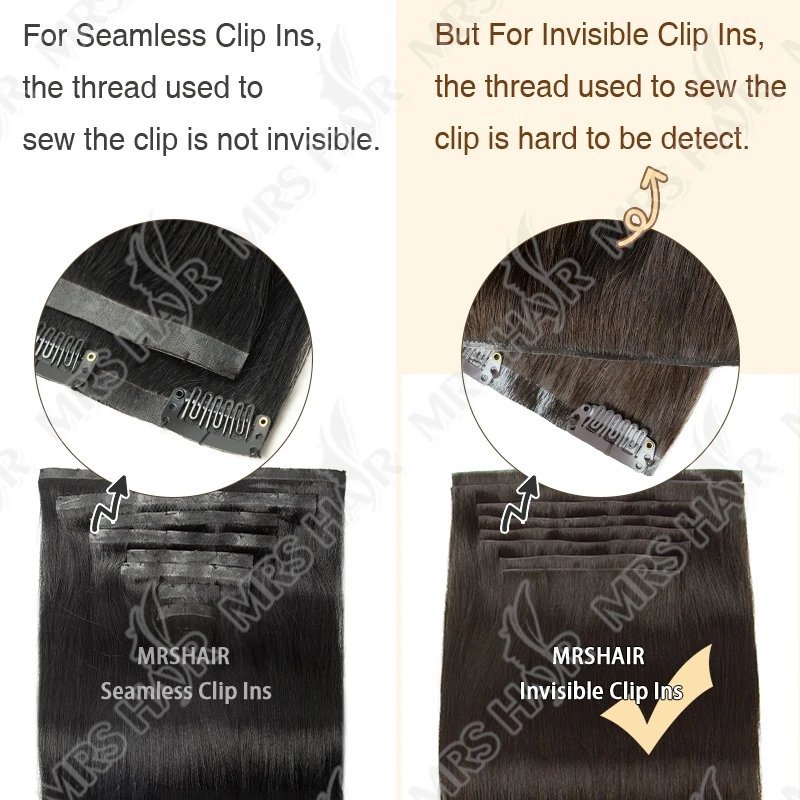 Clip invisibile in PU nell'estensione dei capelli umani Trama del nastro senza soluzione di continuità Trama del nastro sottile e morbido 7 pezzi / set 12-24 pollici 100G 120G Clip sui capelli