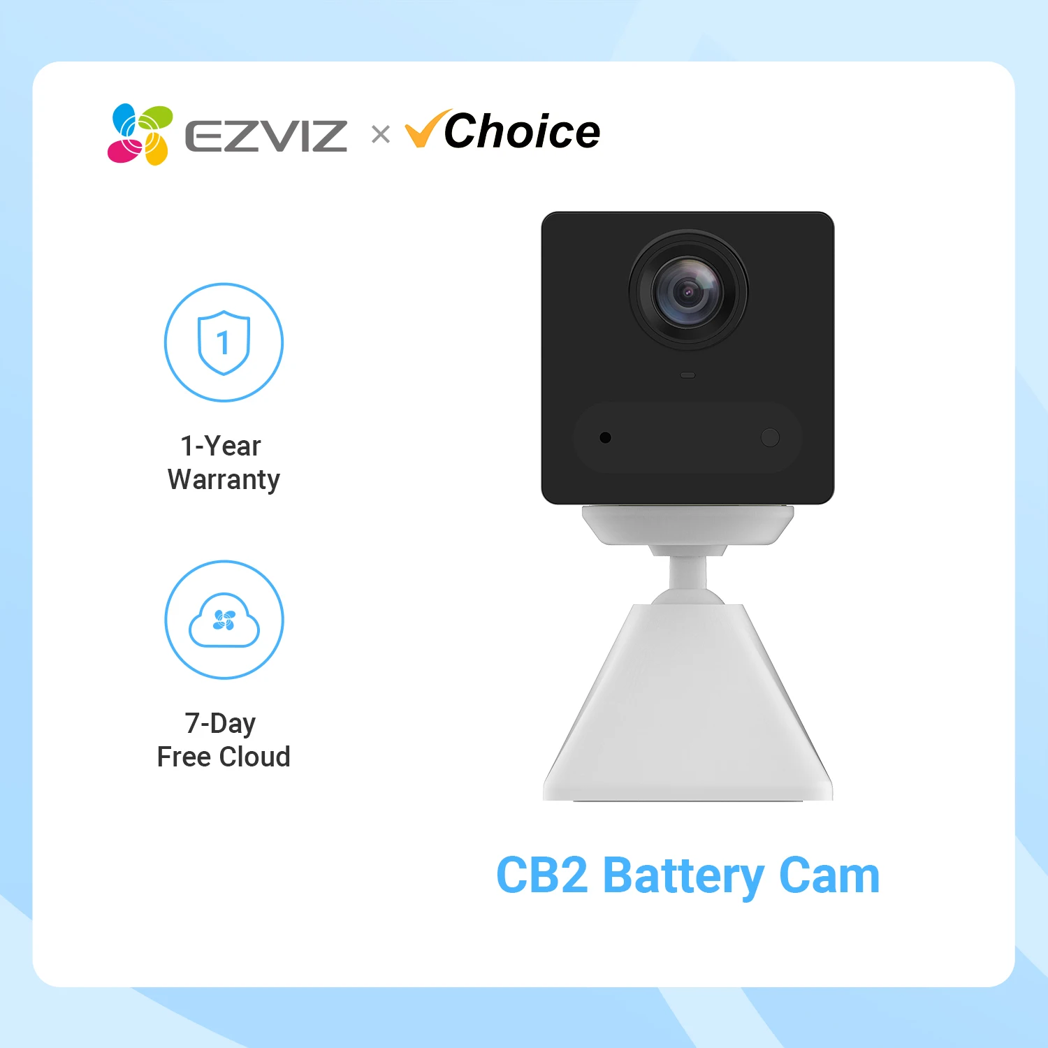 EZVIZ CB2 White Indoor Wireless Battery Camera 512GB,1080P with Human Motion Detection,2-Way Talk,IR Night Vision,Magnetic Base