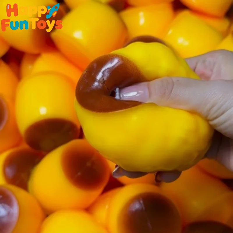 Caramel Pudding Shape Squeeze Toy Slow Rising Soft Pudding Balls Stress Relief Sensory Squeeze Toy Gifts For Children and Adults