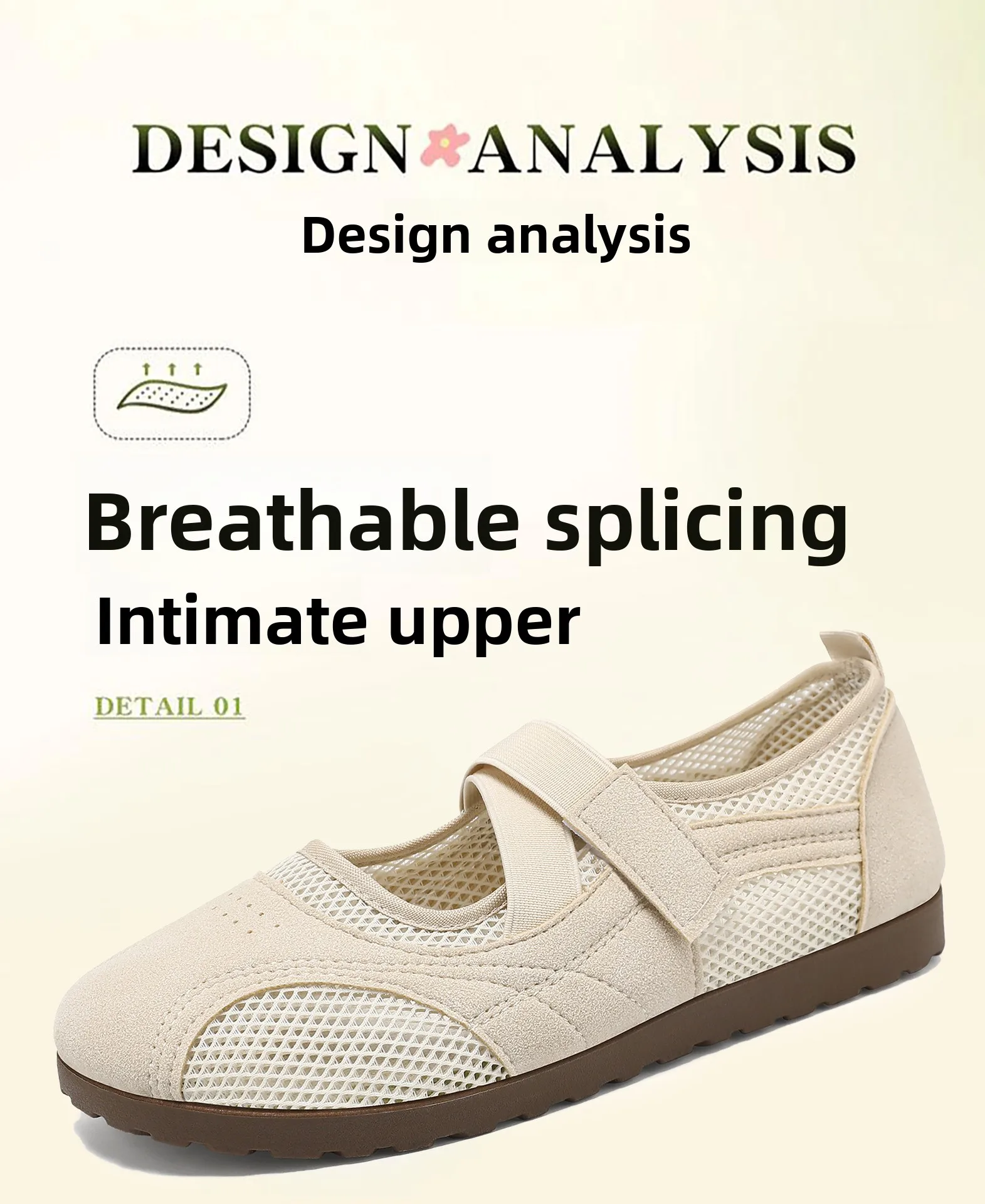 Sommer-Ballett-Modetrainingsschuhe Mary-Jane-Schuhe mit Klettverschluss Weichsohlige Freizeitschuhe – Detail 2