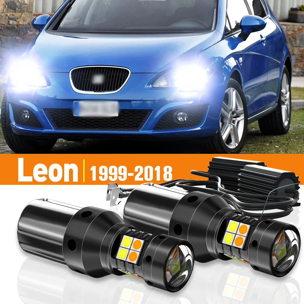 2pcs LED Dual Mode Turn Signal+Daytime Running Light DRL For Seat Leon MK1 1M MK2 1P MK3 5F 1999-2018 2006 Accessories Canbus