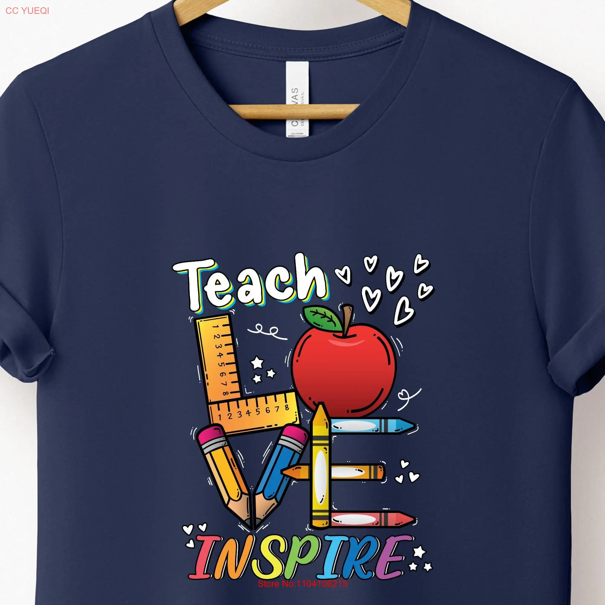 Teach Love Inspire Back to School T Shirt Teacher Inspiration Quote First Day Of Kindergarten Preschool Life