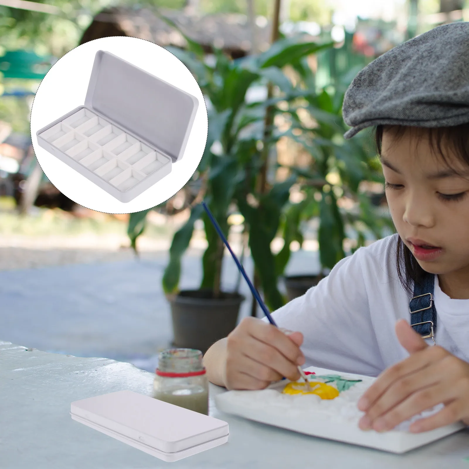 

1Set Watercolor Sub-Packing Pans Set Rustproof Iron Body Color Mixing Box Smooth Finish Portable for Outdoor Sketching Creative