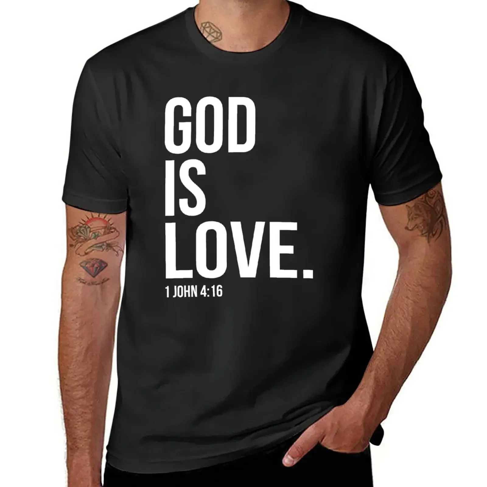 aesthetic clothes anime mens workout shirts New God Is Love Bible Scripture Verse Christian Gift T-Shirt  men clothing