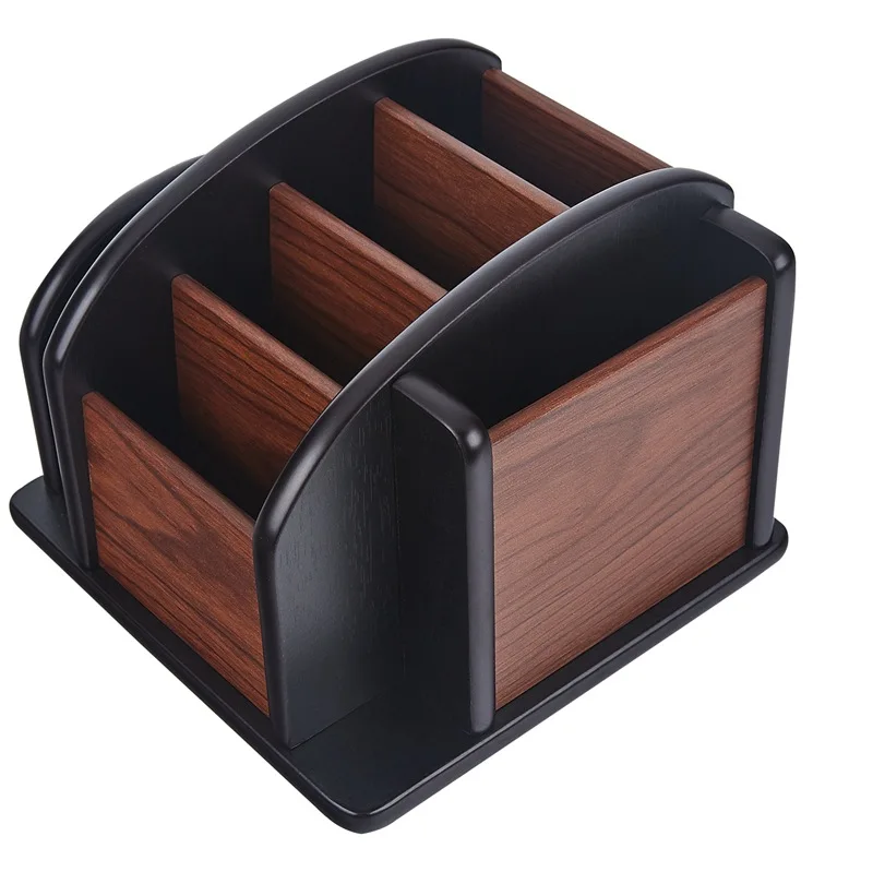 Multi-purpose Desktop Remote Control Storage Box Office Wooden Desktop Item Storage Pen Holder Stationery Holder