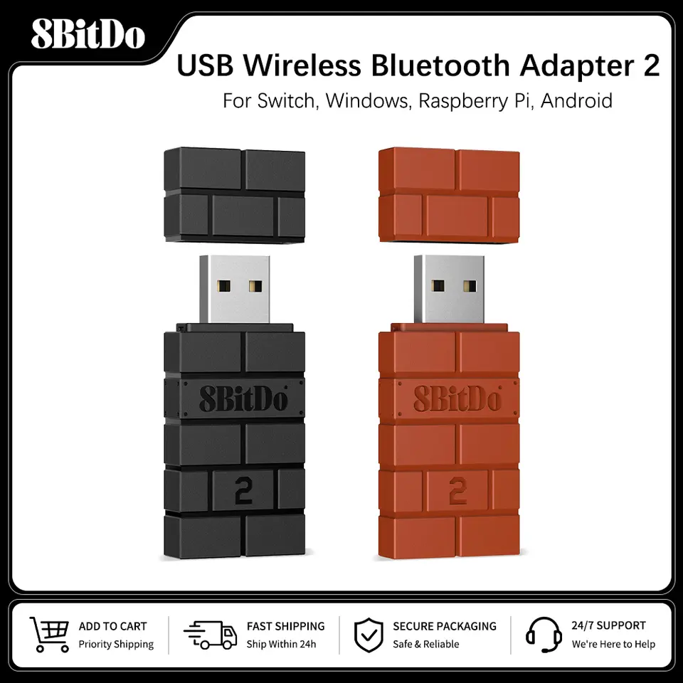 8BitDo مستقبل لاسلكي USB محول بلوتوث 2 لPS5 PS4 Xbox Series X/S وحدات تحكم بلوتوث 8bitdo لسويتش 2 Windows